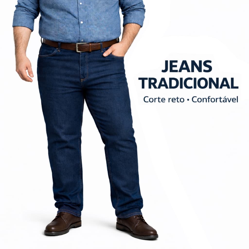Calça Jeans Masculina Plus Size 48 50 52 54 56 Tamanho Grande Tradicional Com Elastano Lycra