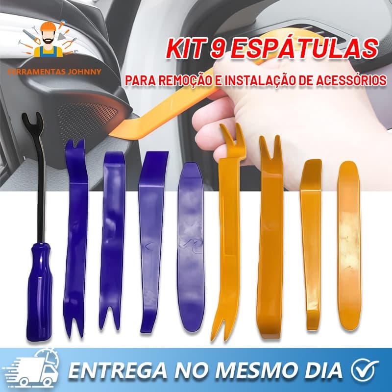 Kit Ferramentas Espatulas De Nylon Desmontar Painel Forro De Porta Automotivo Com 9 pecas