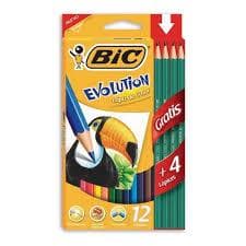 Lápis de Cor BIC Evolution 12 Cores - Resistente e Colorido e 4 lápis