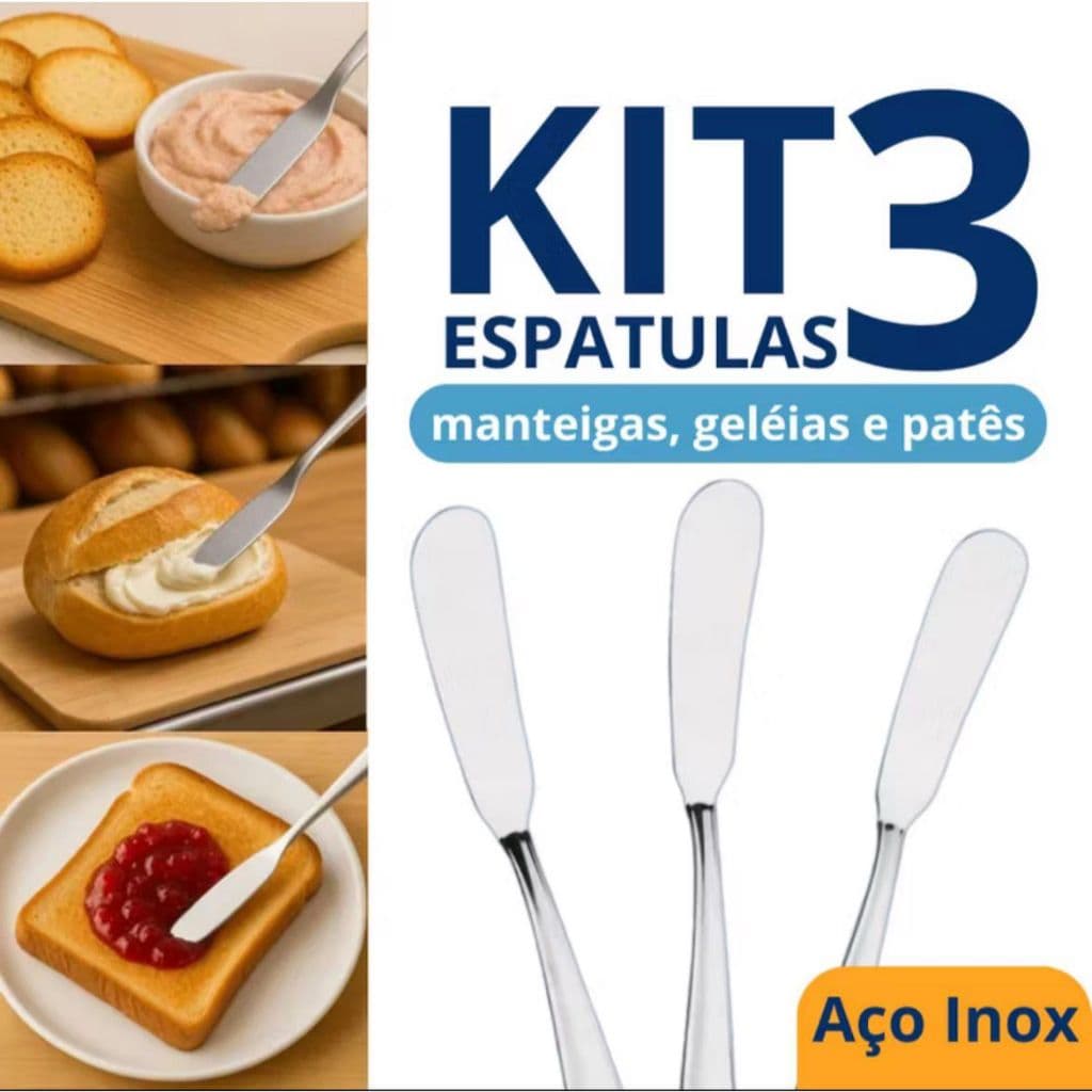 Conjunto De Espátulas Espátula Para Manteiga Patê E Geleia Aço Inox 15cm Original Premium