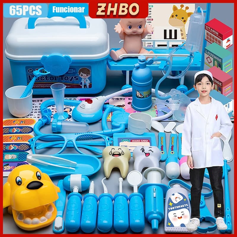 Maleta Kit Médica Infantil Educativo Divertido Brinquedo Menina e Menino Brinquedos de faz de conta