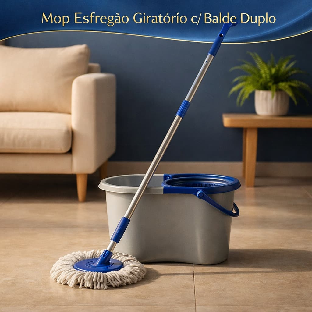 Mop Esfregão com Balde Duplo 360 Graus Giratório Limpeza com Centrífuga