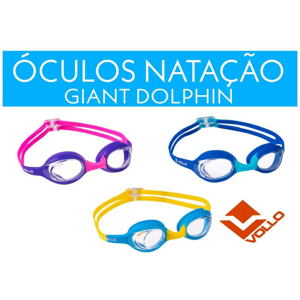 ÓCULOS NATAÇÃO GIANT DOLPHIN VOLLO ANTI FOG - PROTEÇÃO UVA UVB - PISCINA, PRAIA  INFANTIL, JUVENIL, AJUSTAVEL AQUÁTICO