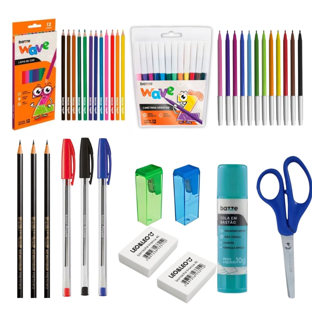 Kit Material Escolar Completo 36 Itens Volta às Aulas | Fundamental e Médio