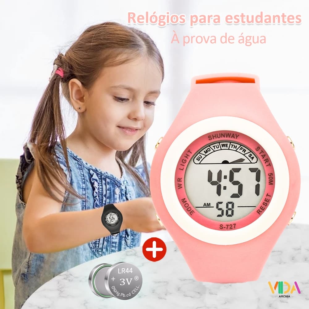 Relógio Feminino Digital Original Eletrônico De Moda Led À Prova D Água Desportivos Natação Escolas Estudantes