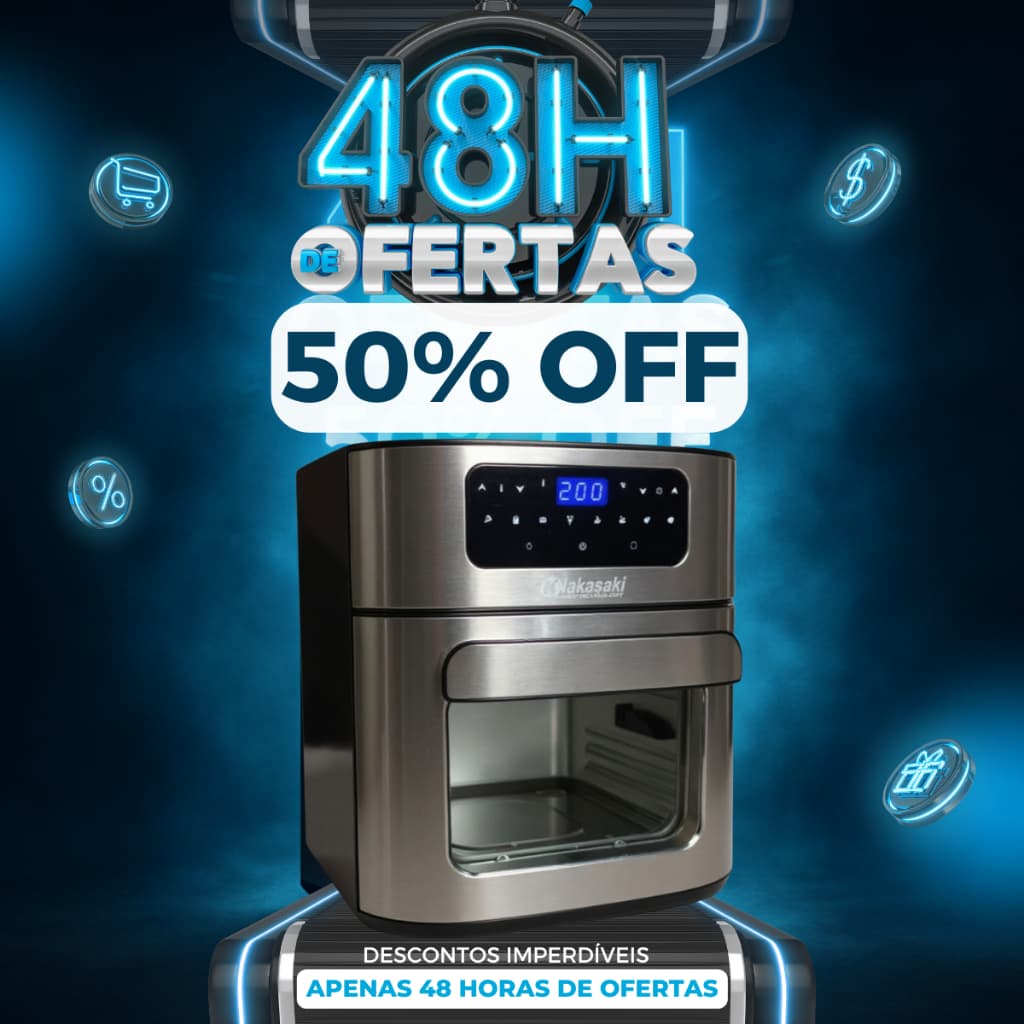 Fritadeira Elétrica Sem Óleo Air Fryer 12L Antiaderente Painel Digital Aço Inox