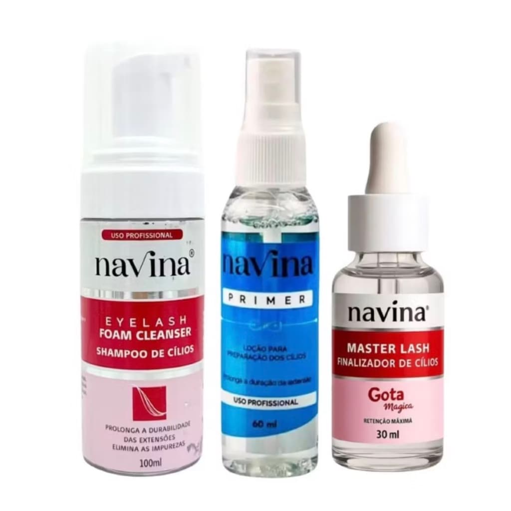 ￼Kit Retanção Navina Espuma 100ML Primer Finalizador Cílios