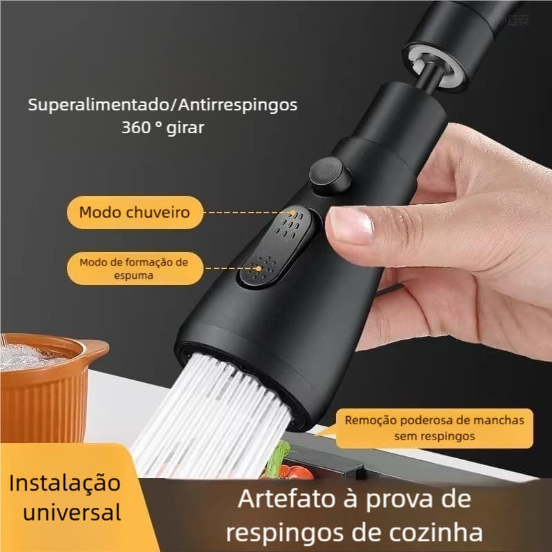 Extensão de Torneira Multiuso - Borbulhador Rotativo e Proteção Contra Respingos