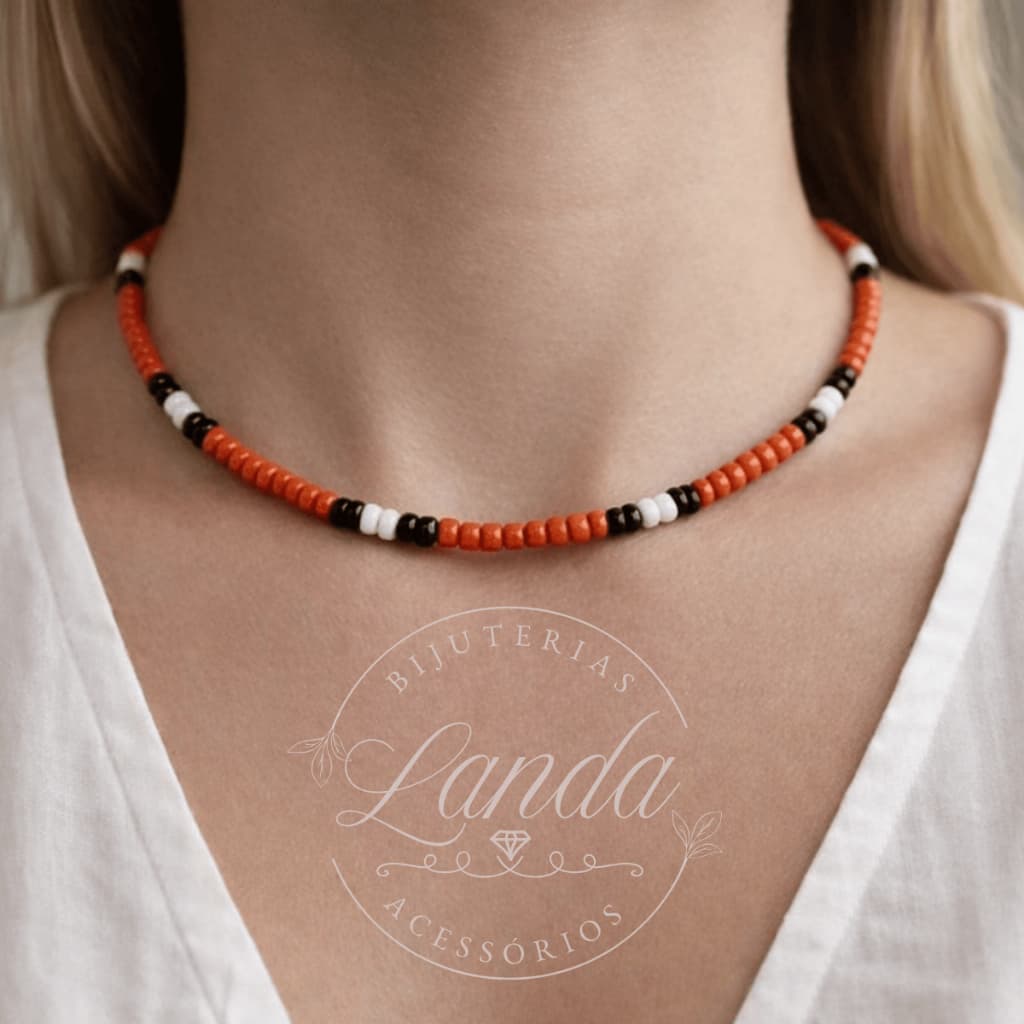 Colar Gargantilha Chocker Miçanguinhas Cobra Coral Acessório Unissex Miçangas