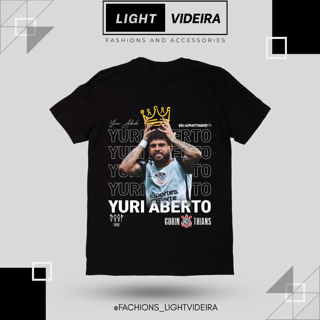 Camiseta Corinthians 100% Algodão Premium, Futebol timão fiel blusa com estampa de alta qualidade, jogador Yuri Aberto