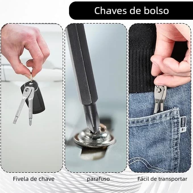 EDC Portátil Chaveiro: Ferramenta Chave Fenda Philips para Camping e Bolso