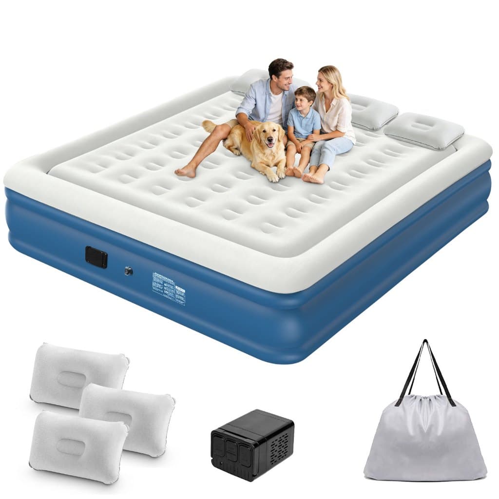 Colchão Inflável Queen Elétrico com 2 Travesseiros 203x183x36cm Colchão king size