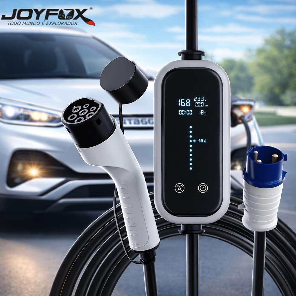 Carregador Portátil para Carro Elétrico 7000W  com Display Digital | Compatível com BYD e Outros EV