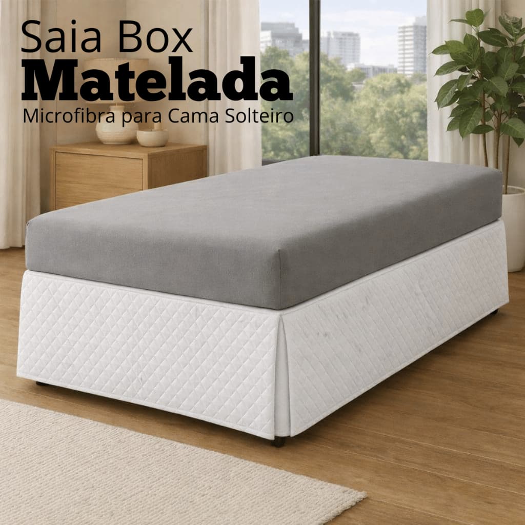 Saia Solteiro Cama Box Posta Matelada Decoração Proteção Protetor Ajustável Tecido Antialérgico