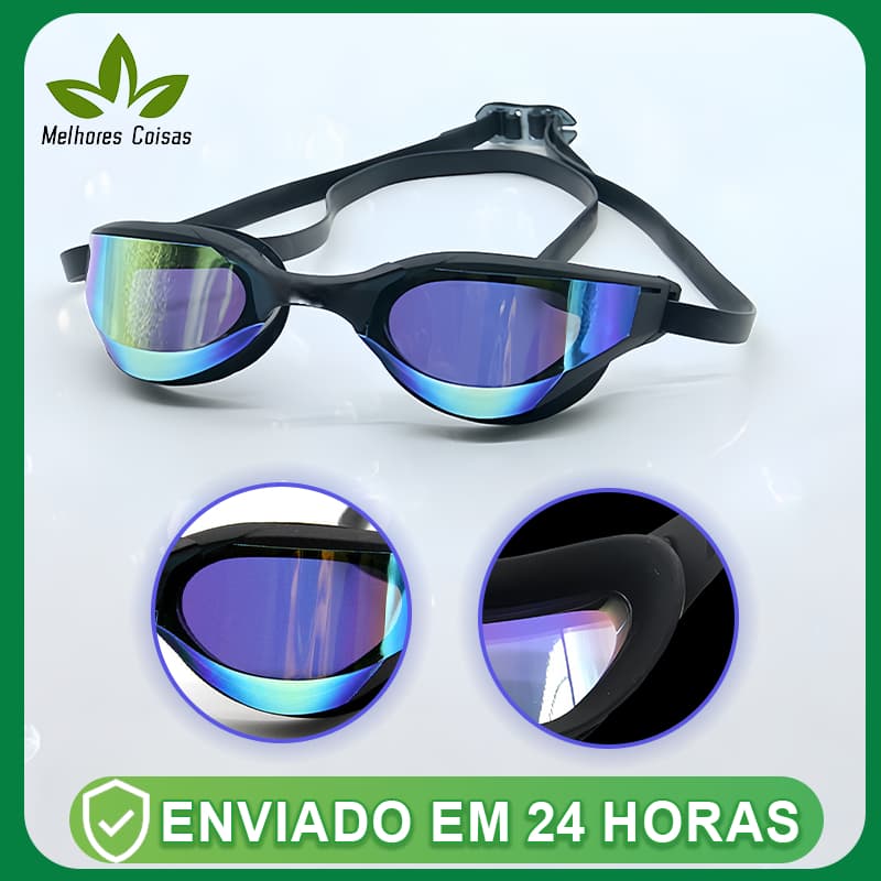 Óculos de natação para homens/mulheres,Óculos de natação espelhados, proteção UV, antiembaçante，preto