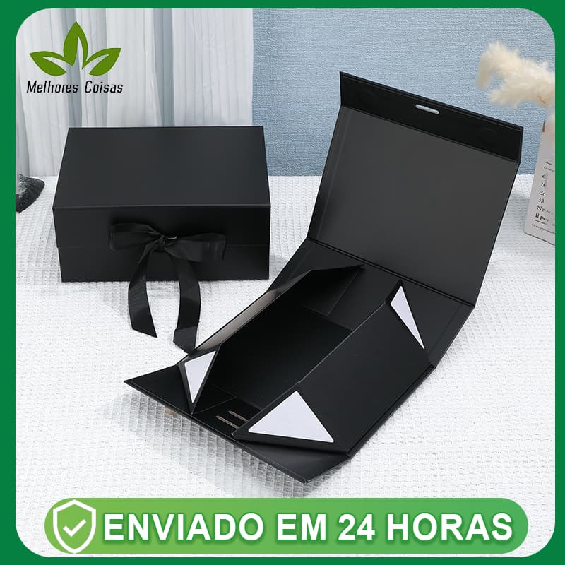 Luxo caixa de presente de feriado/Caixa rígida Caixa Presente Dobrável com Ímã/Magnético e Fita Cetim tamanho22*17*8.5cm