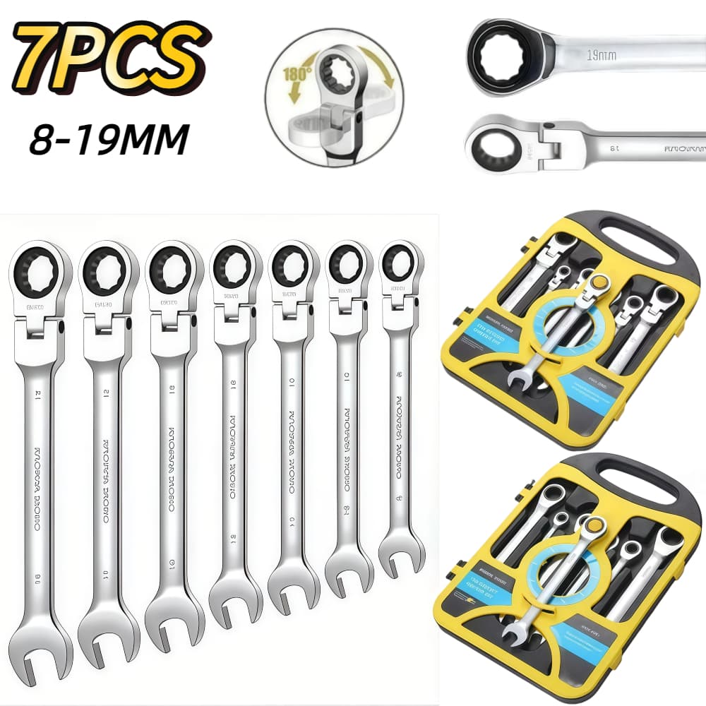 Kit 7 Peças Chave Ferramenta Combinada Catraca Boca Profissional Peças 08 A 19mm