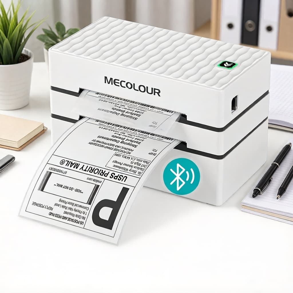 Impressora Térmica Bluetooth Sem tinta Bluetooth+USB 10×15cm Impressão rápida Impressora De Termica Etiquetas MECOLOUR