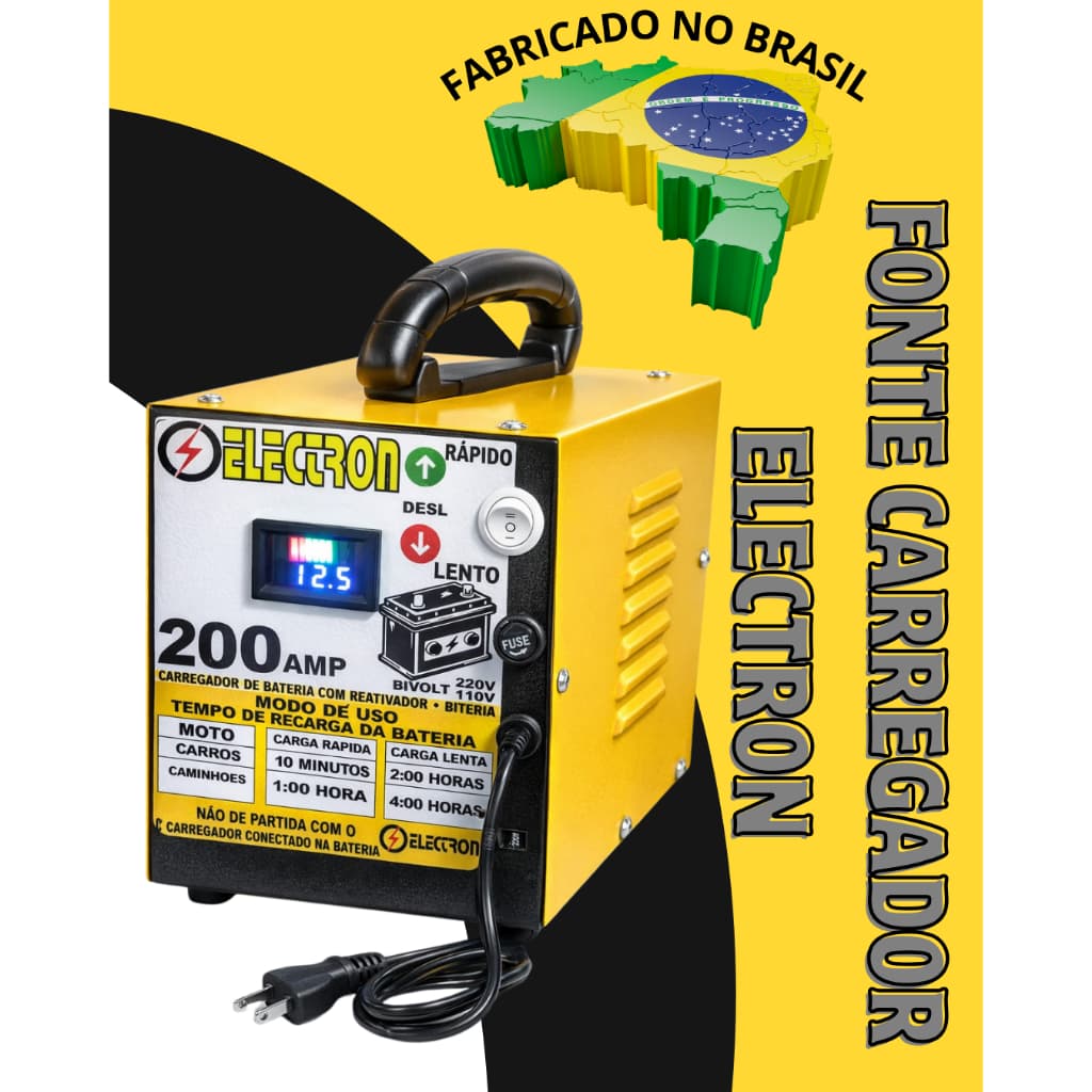 Carregador De Bateria 12v Carro E Moto 20ah Com Voltimetro CV20/carro,caminhão,barco.
