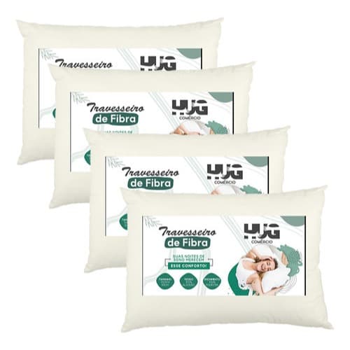 Kit 4 Travesseiros Fibra Siliconada 45x65cm Extra Macio