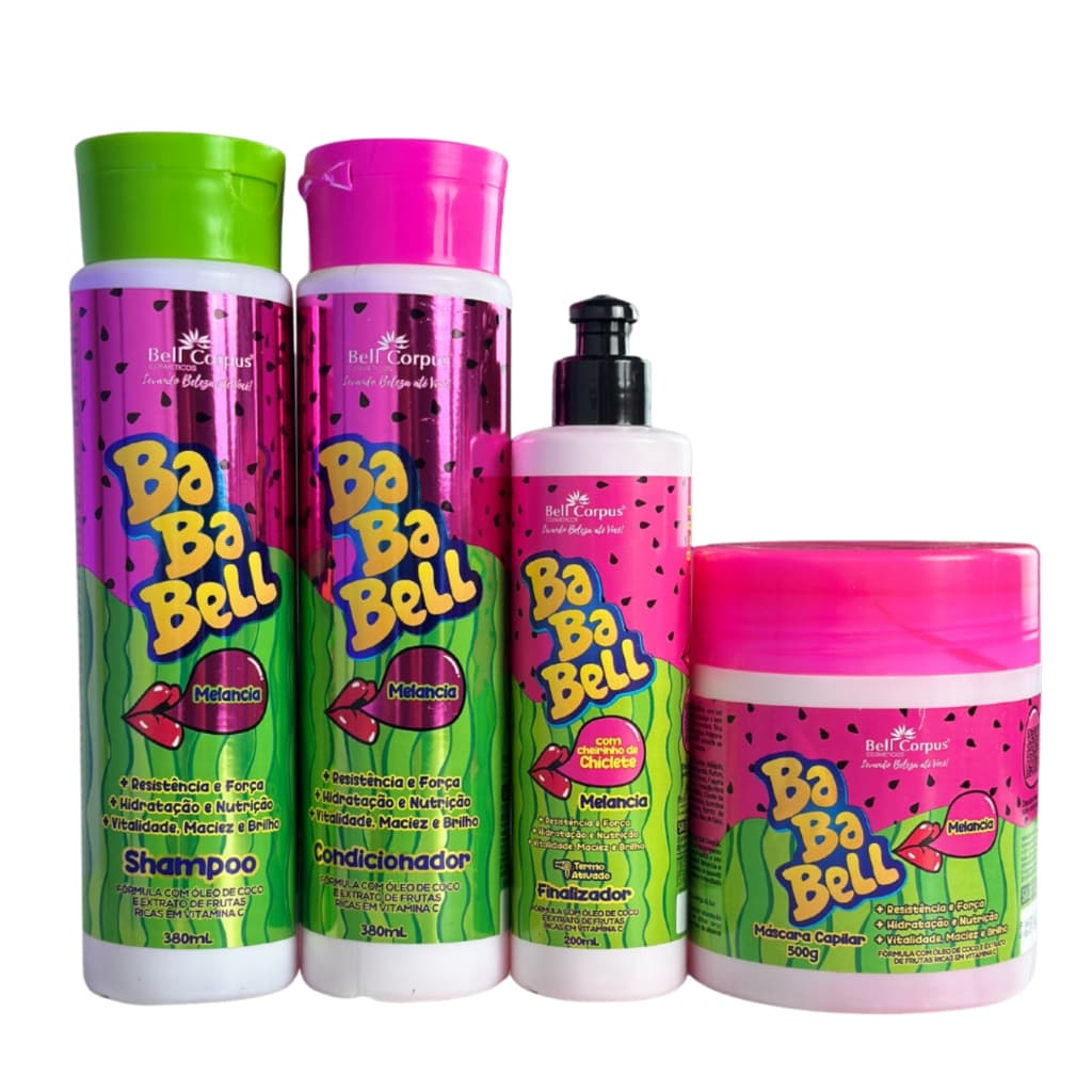 Kit Capilar Shampoo condicionador BabaBell Cheiro de Melancia Com 4 Itens (Lançamento) Bell Corpus