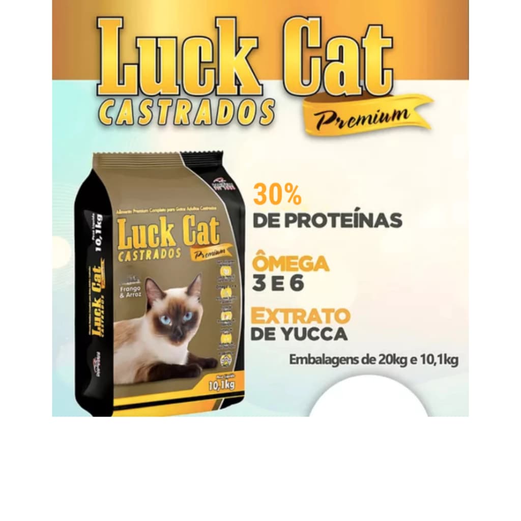 Ração Luck Cat Gatos Castrados Frango ou Peixes 20kg