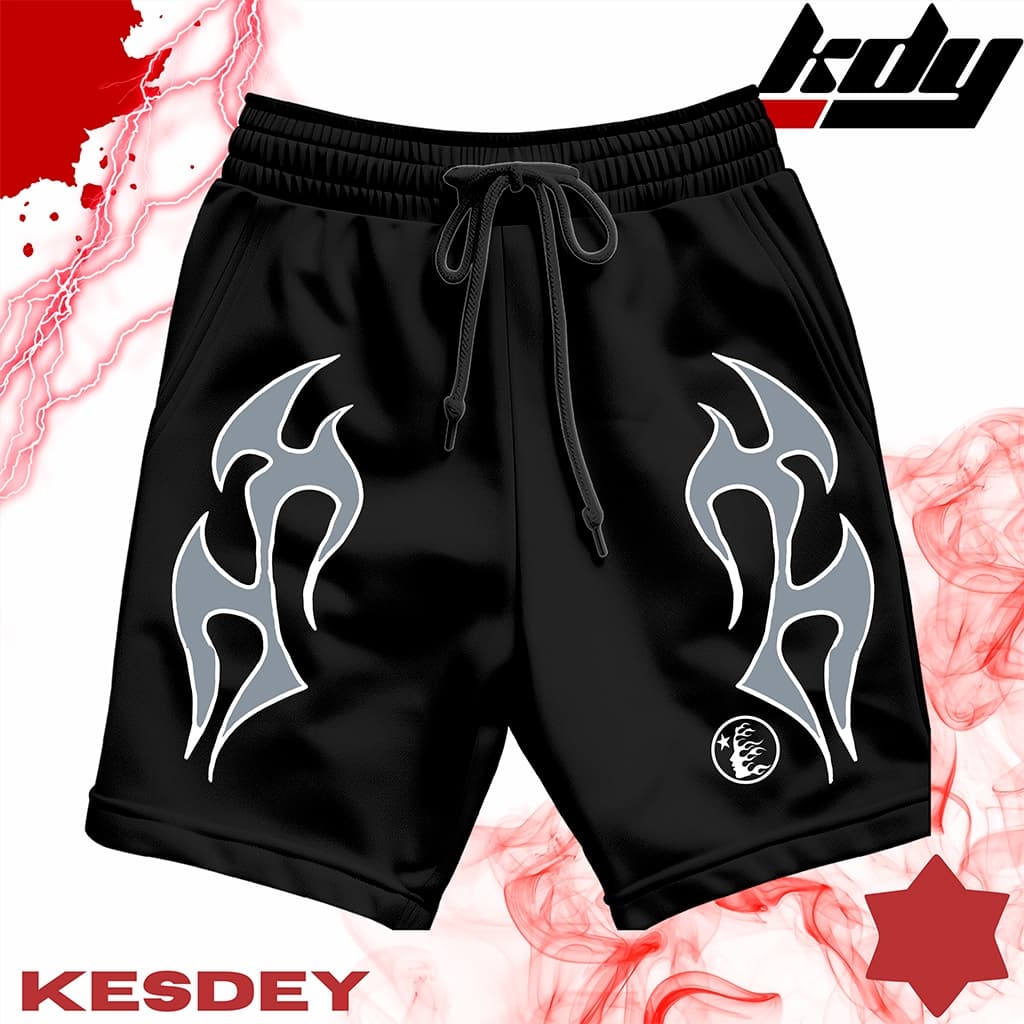 Shorts Masculina Estilo Mauricinho Leve Slim com Bolso Lateral Estampa CARA COM ESTRETLA RAIO