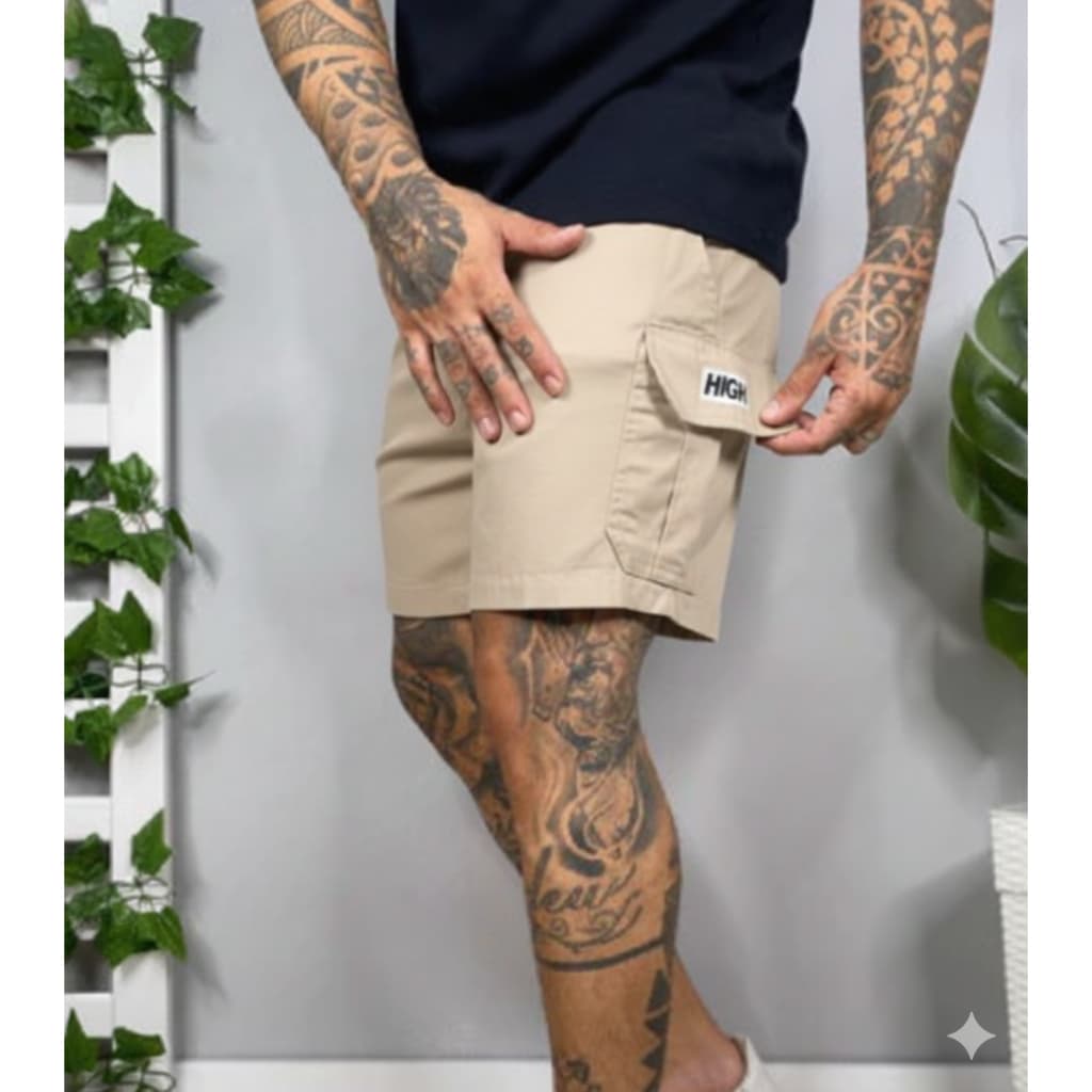 Short Cargo Masculino HI GI mauricinho Sarja com Bolso lateral 100% Algodão verão carnaval 2026