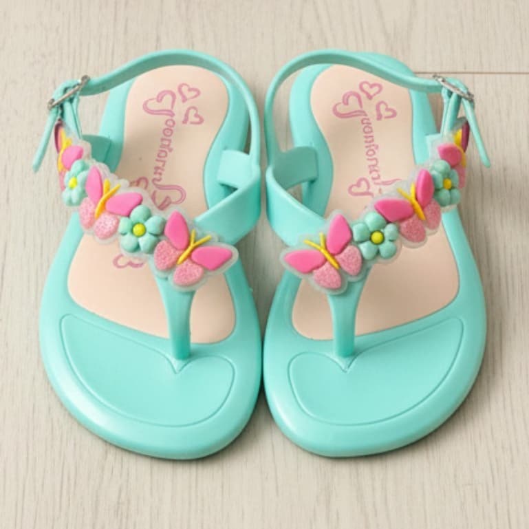 Sandália Infantil Menina de Dedo Colorida Rasteira Confortável Flexível Chinelo Leves Macia Dia a Dia