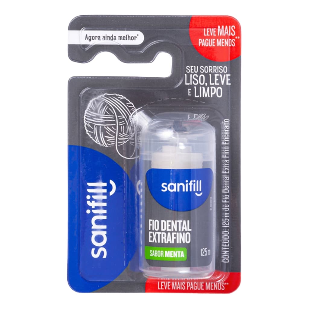 Fio Dental Extrafino Sabor Menta 125m Sanifill
