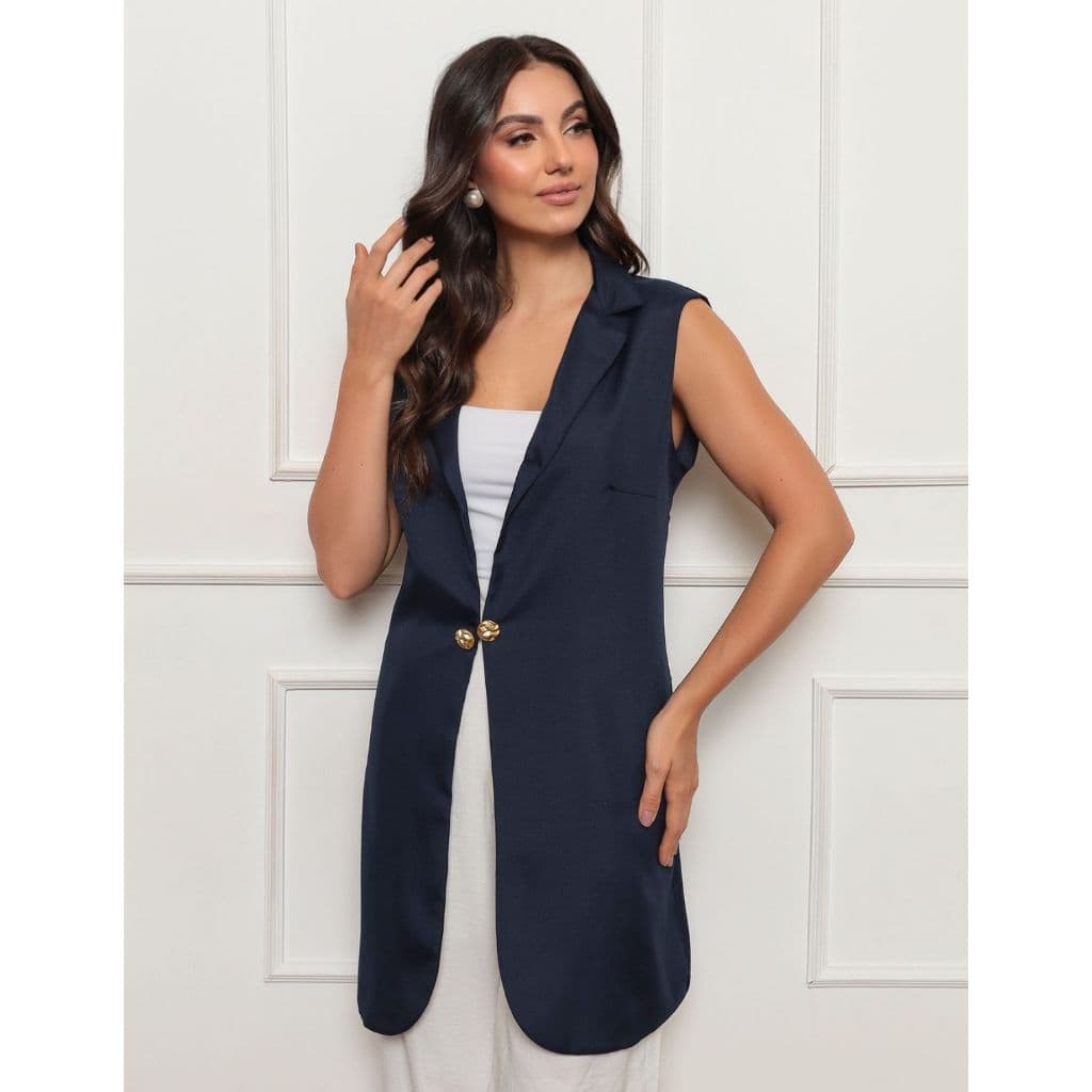 Jaleco Colete Feminino Alexandra Azul Marinho Gardenia Jalecos