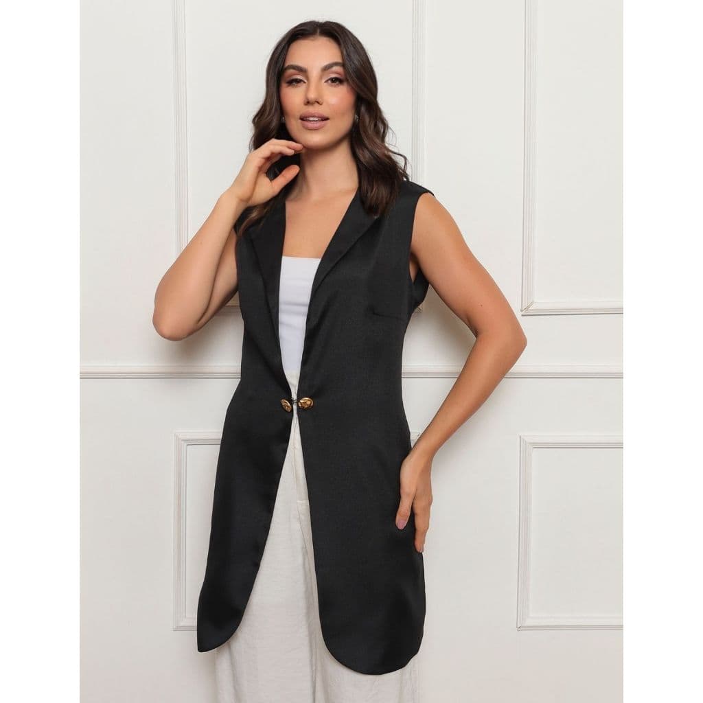 Jaleco Colete Feminino Alexandra Preto Gardenia Jalecos