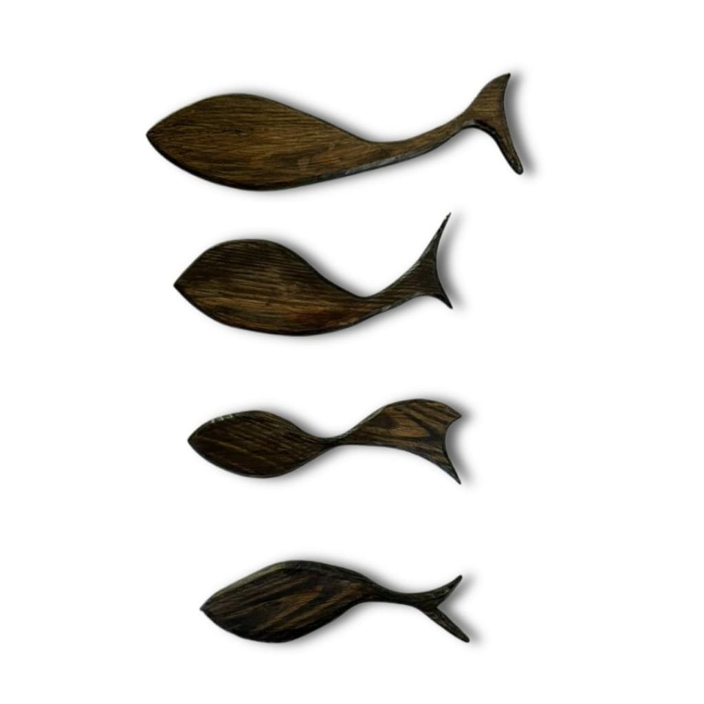 Kit 4 Peixes De Madeira  Para Parede Decoração Casa pintura imbuia