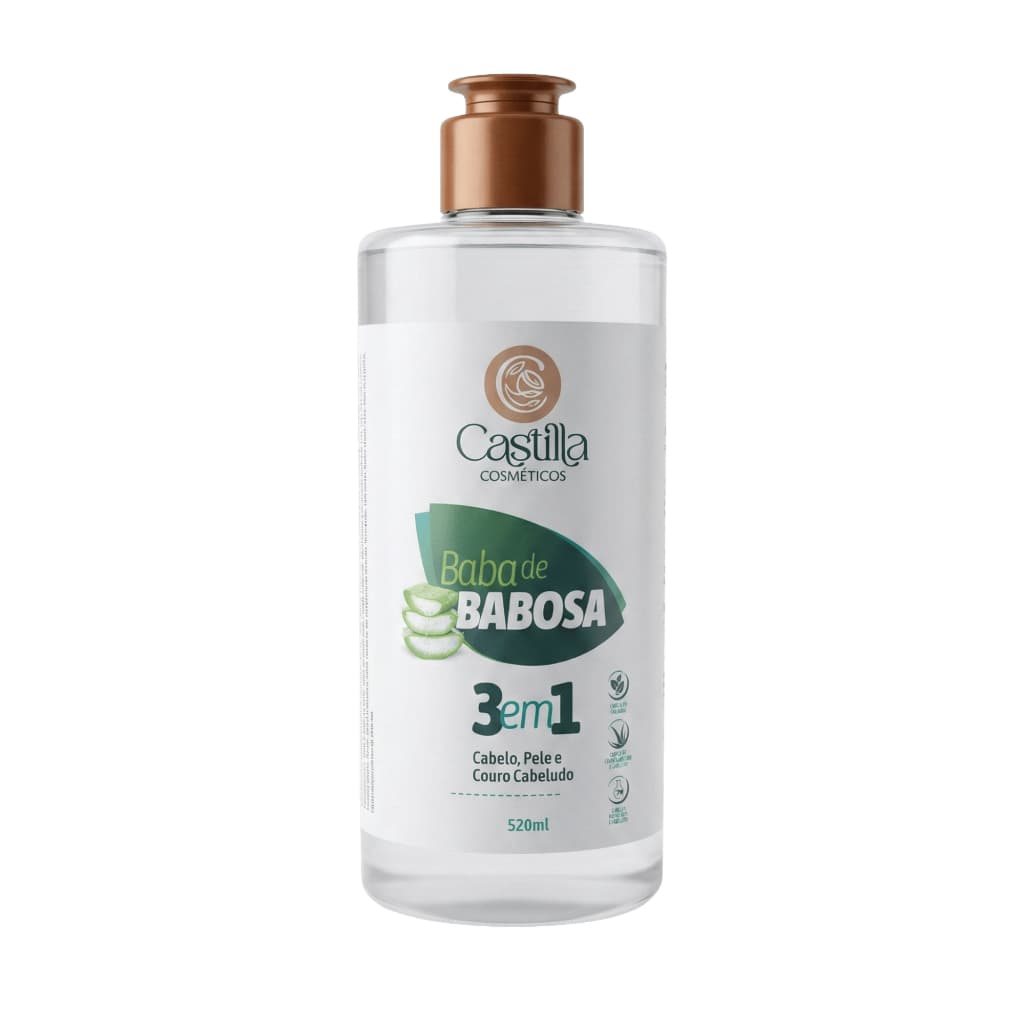 Baba de Babosa Castilla Cosméticos 3 em 1 Cabelo Pele Couro Cabeludo 520mL Natural Hidratante Gel