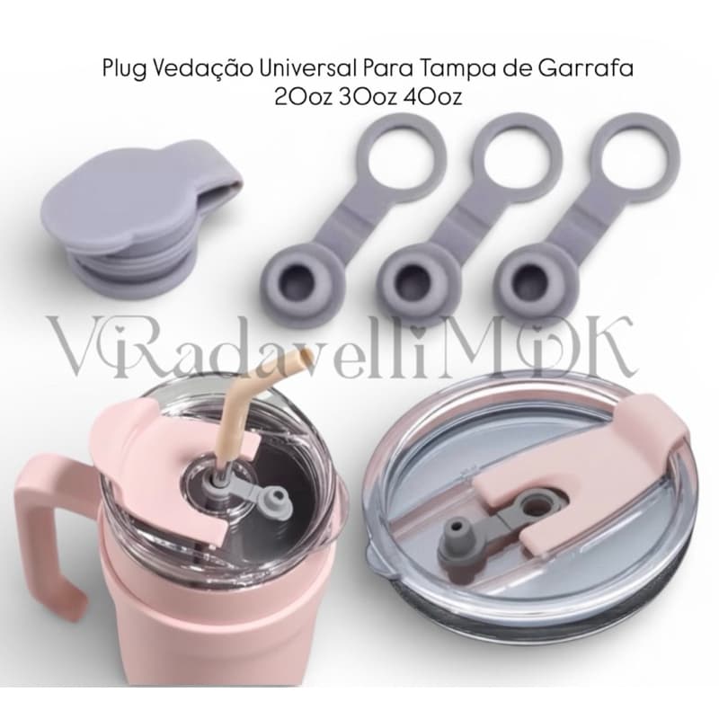 Peça Universal em Silicone para Tampa de Garrafa 20oz, 30oz e 40oz – Vedação Plug Antivazamento
