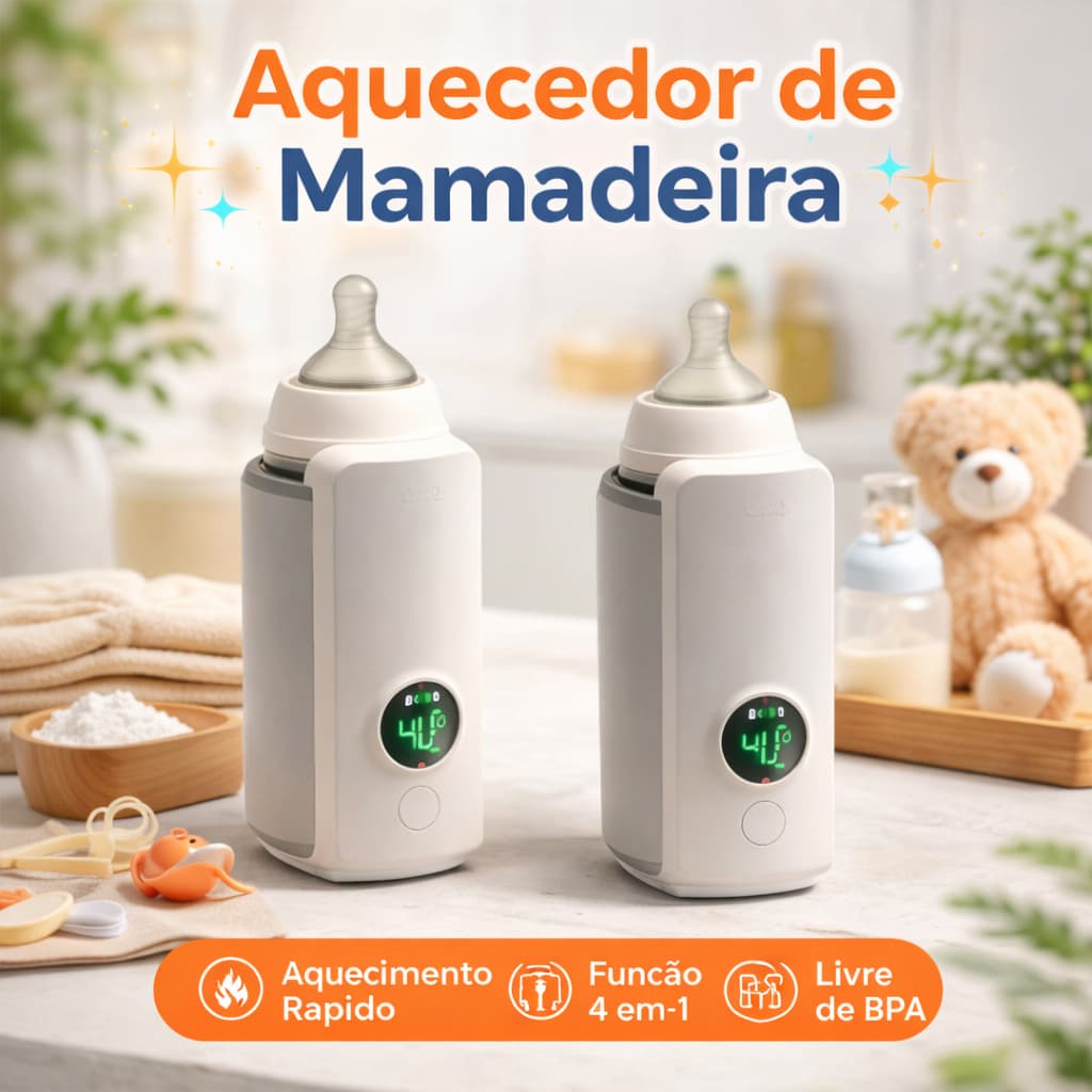 Aquecedor Mamadeira Garrafa  Portátil Recarregável Sem Fio Digital Aquece Leite  Baby
