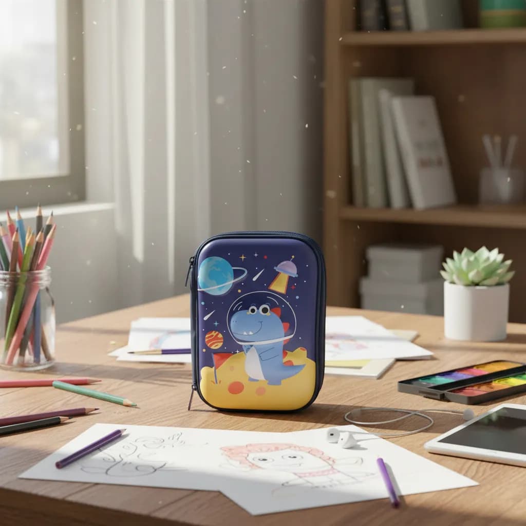 Estojo Escolar Grande com Estampa 3D Com desenhos de Dinossauros