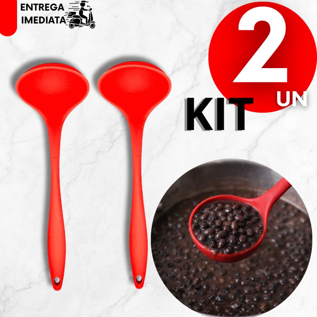 Kit 2 Concha de Silicone para Feijão Sopa Caldos Design Vermelho