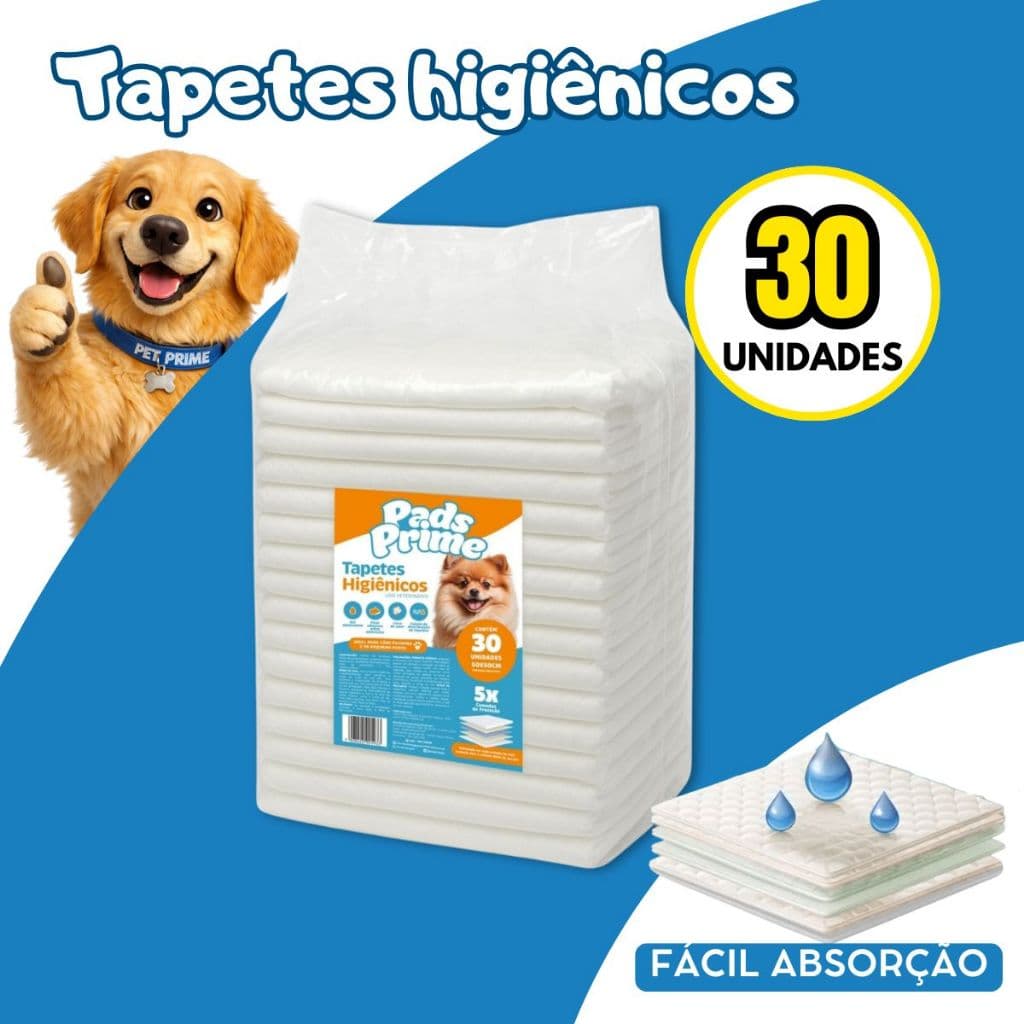Tapete Higiênico 60X50 30UN  Pets Cães Cachorro PADS PRIME