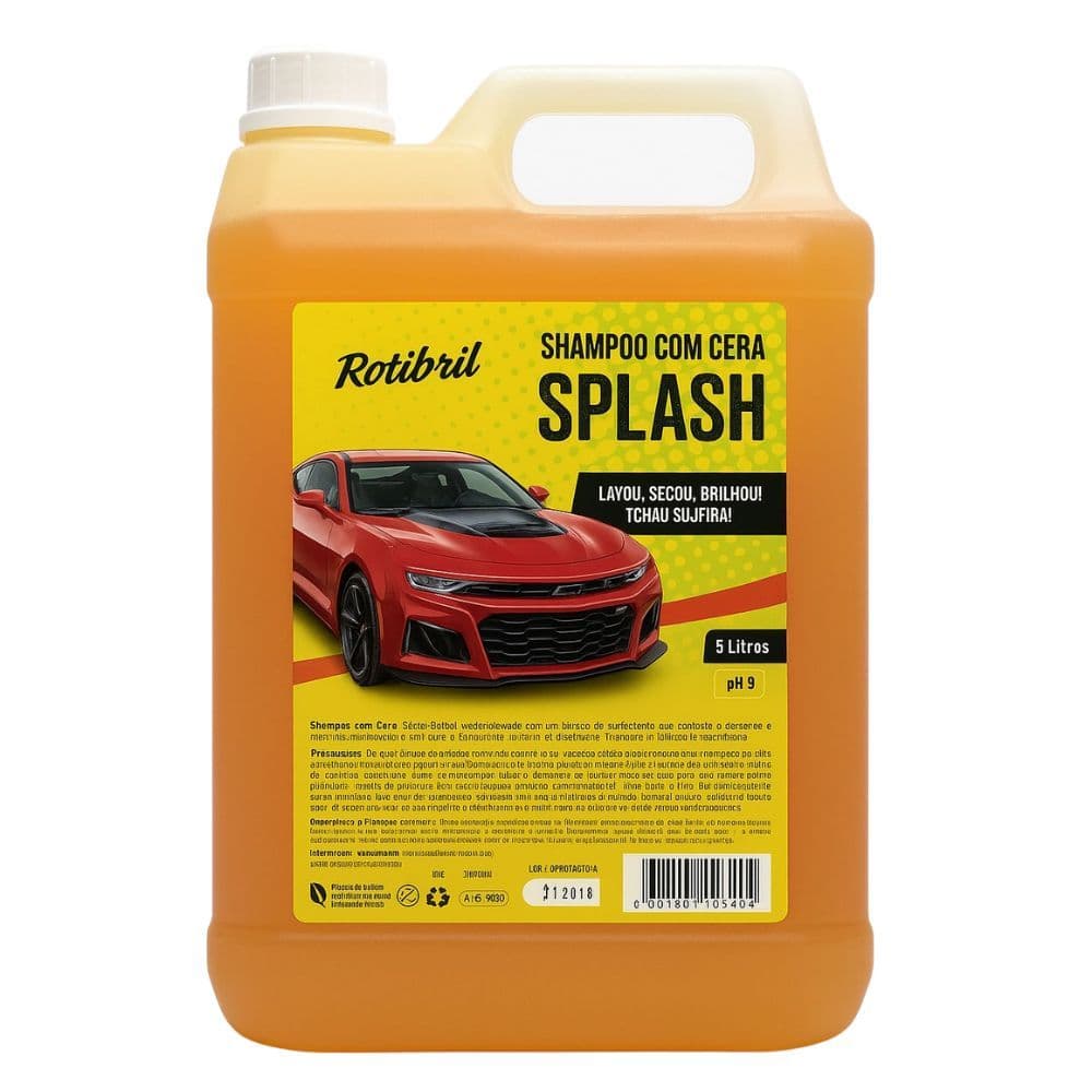 Shampoo Com Cera de Carnáuba Automotivo Splash 5L - Limpeza e Brilho
