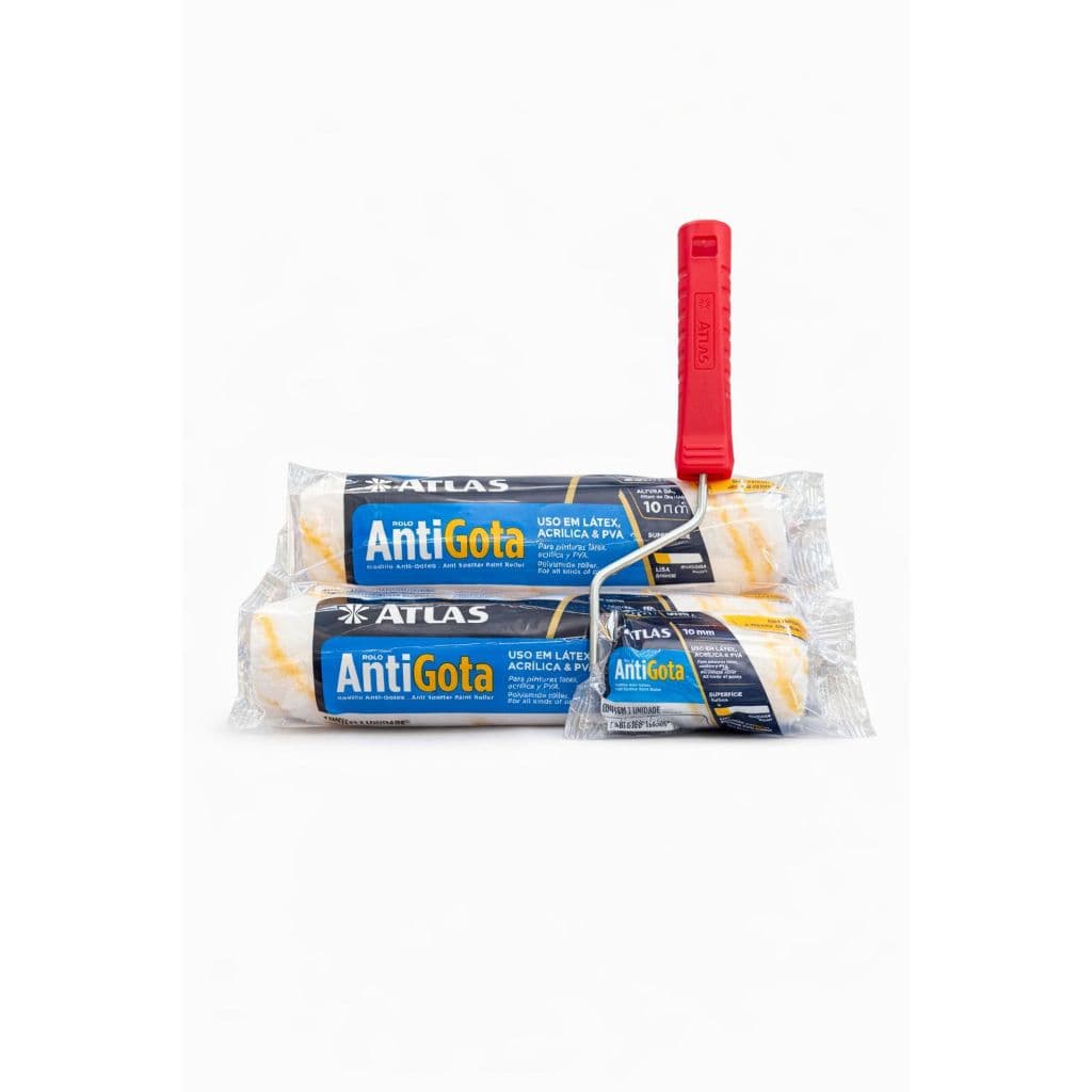 Kit Rolo de Pintura Atlas Anti Gotas – 2 Rolos 23cm + 1 Rolo 9cm | Acabamento Profissional