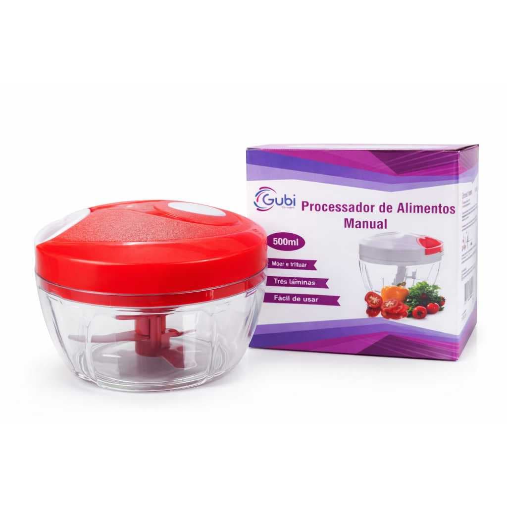 Processador Manual de Alimentos Portátil 03 Lâminas | Pica Cebola, Alho, Legumes e Verduras