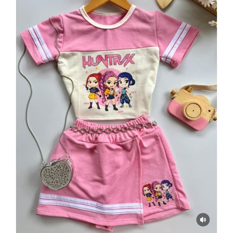 Conjunto Short Saia Infantil Guerreiras Do K-Pop!
