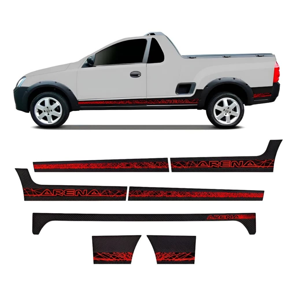 Kit Adesivo Faixa Lateral Traseiro Chevrolet Montana Verm