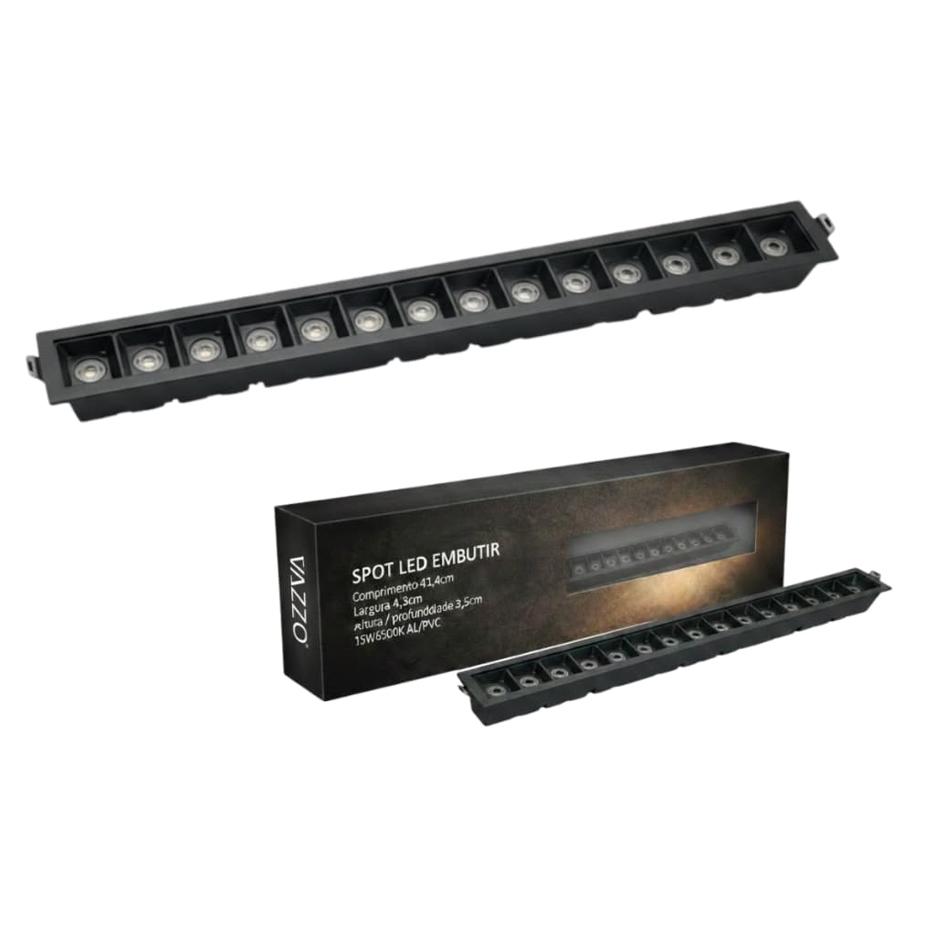 Luminária SPOT LED Embutir 41CM Alumínio 15W 6500K Pico Recuado Bivolt Vazzo