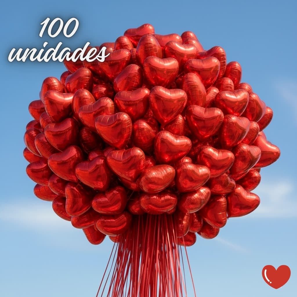 Kit 50 ou 100 Balão Coração Metalizado 45cm