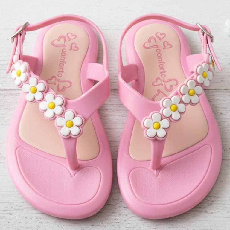 Sandália Infantil  Rasteira de Dedo Confortável Flexível Chinelo Leve Macia Dia a Dia Colorida