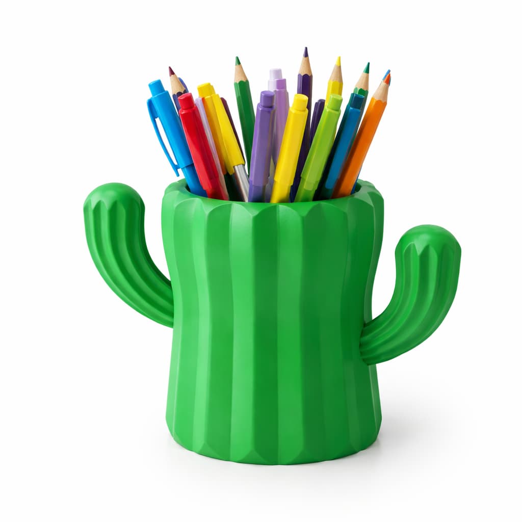 Porta Canetas Cacto 3D Criativo | Organizador de Mesa Decorativo | Porta Lápis Escritório e Estudos