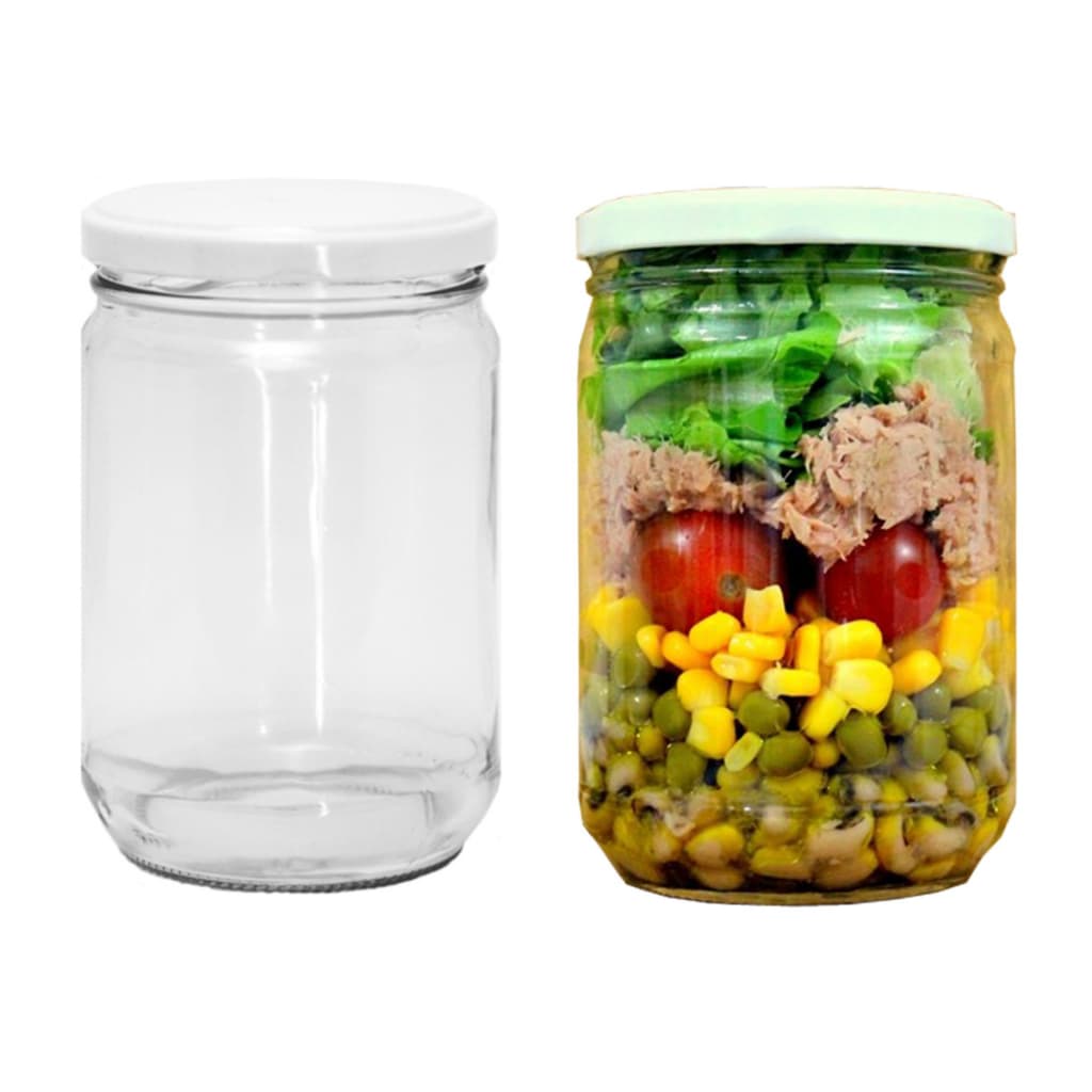 15 Potes de Vidro Boca Larga Berlim 600 Ml Para Conserva, Geleia, Bolo de Pote + Tampa Metálica