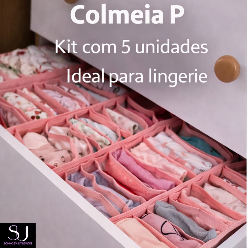 Kit 05 Colmeias Organizador Transparentes Rosa P Gavetas, Closet - SU Sonho da Utilidades